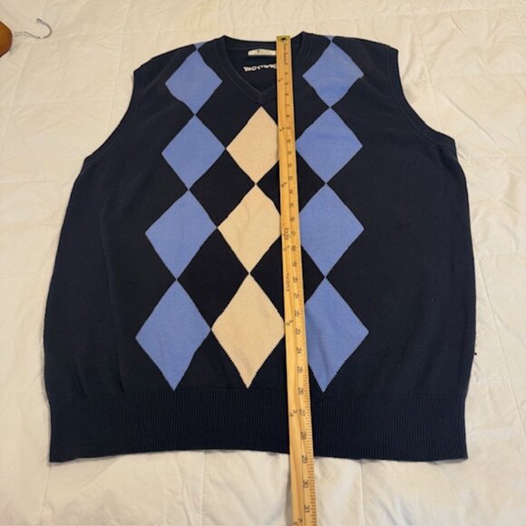 Perry Golf Sweater Mens XL Argyle Plaid V-Neck Cotton Pullover Vest Preppy - Picture 8 of 10